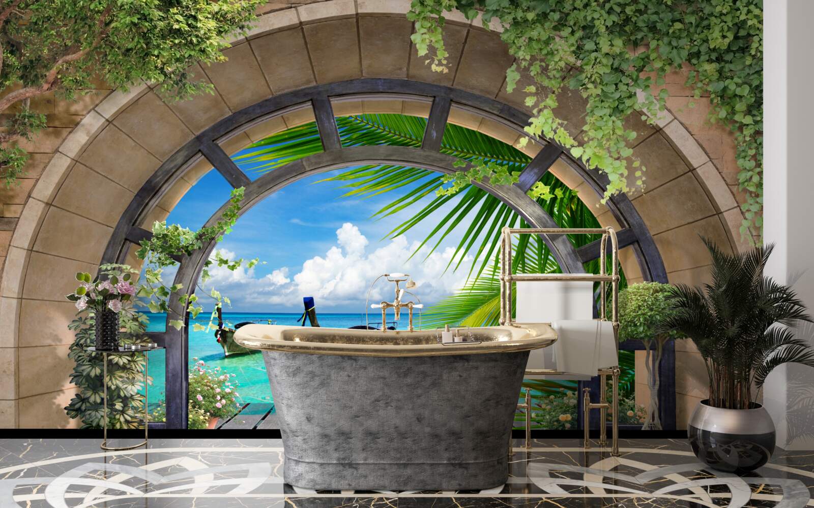 Fototapeta szyberdach z panoramą błękitnej wody morza