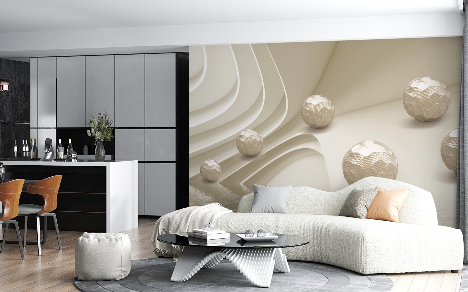 Fototapeta fasetowane kule toczące się w dół