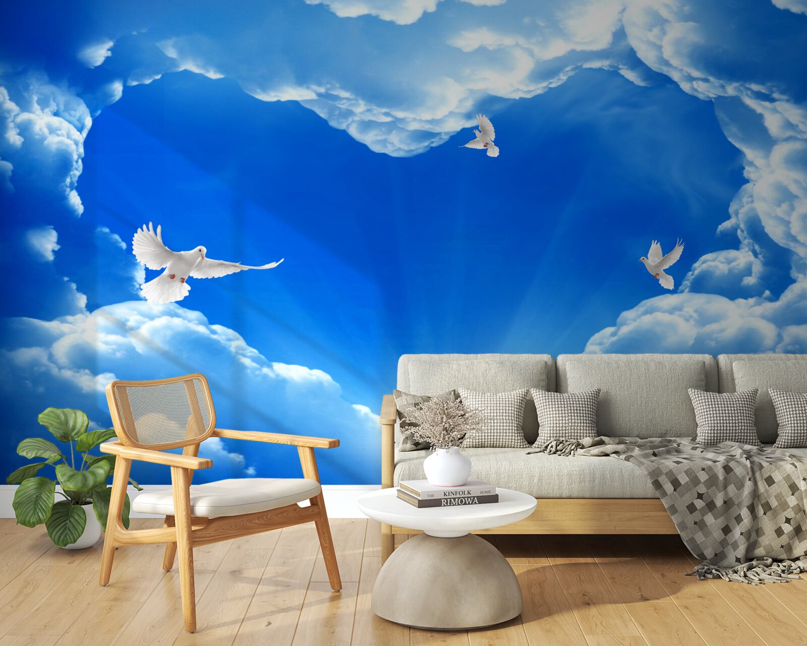 Fototapeta niebieskie ptaki wzlatują w przestrzeń nieba