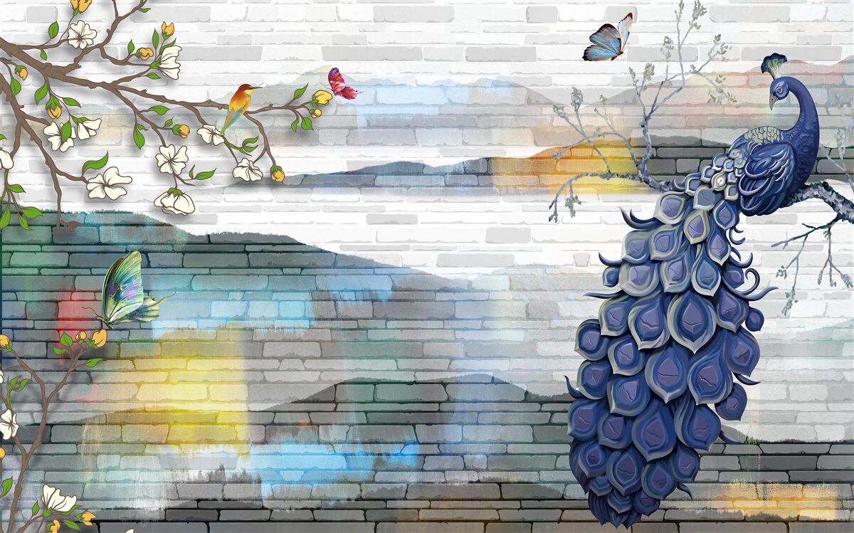 Fototapeta abstrakcja gałęzi pawia i jaśminu