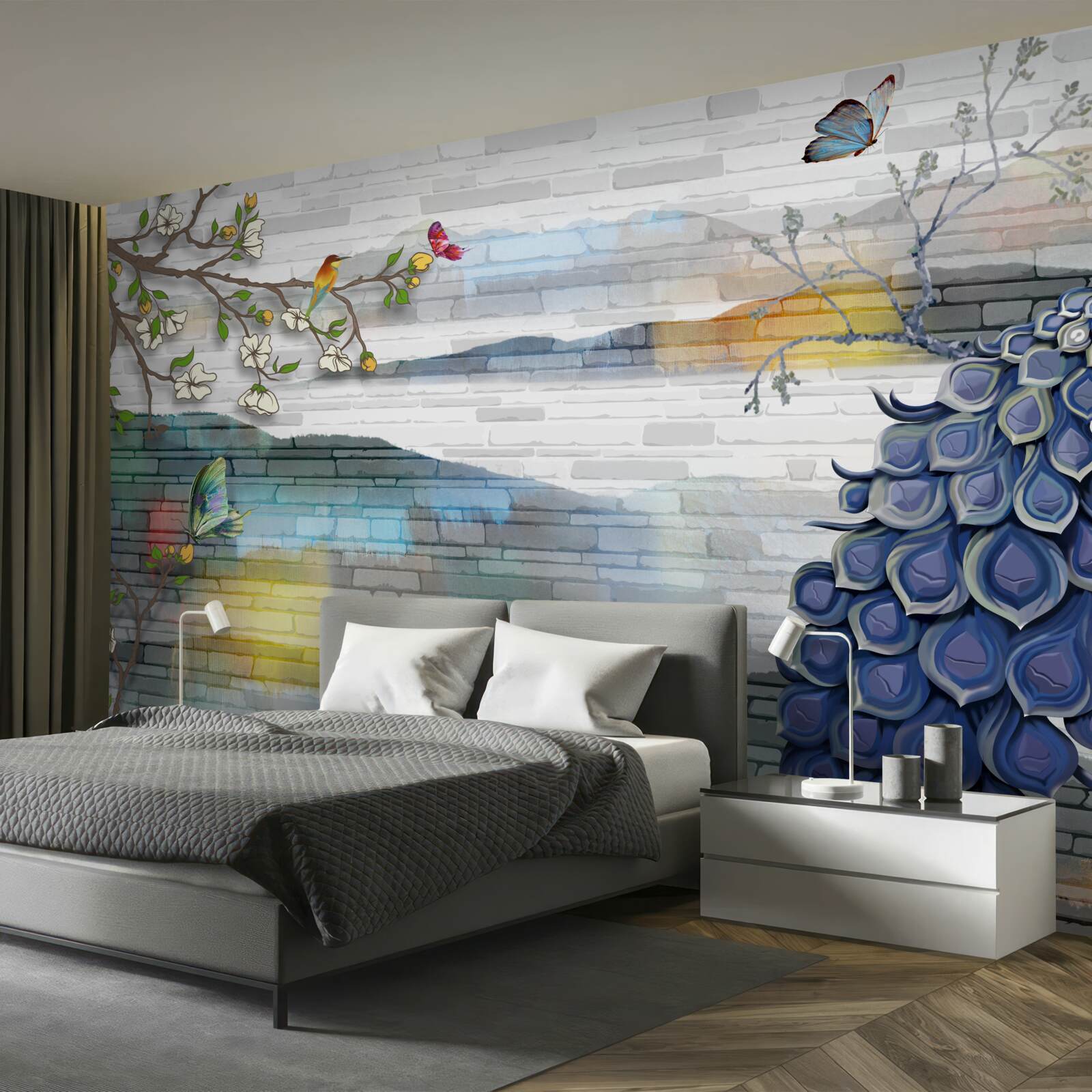 Fototapeta abstrakcja gałęzi pawia i jaśminu