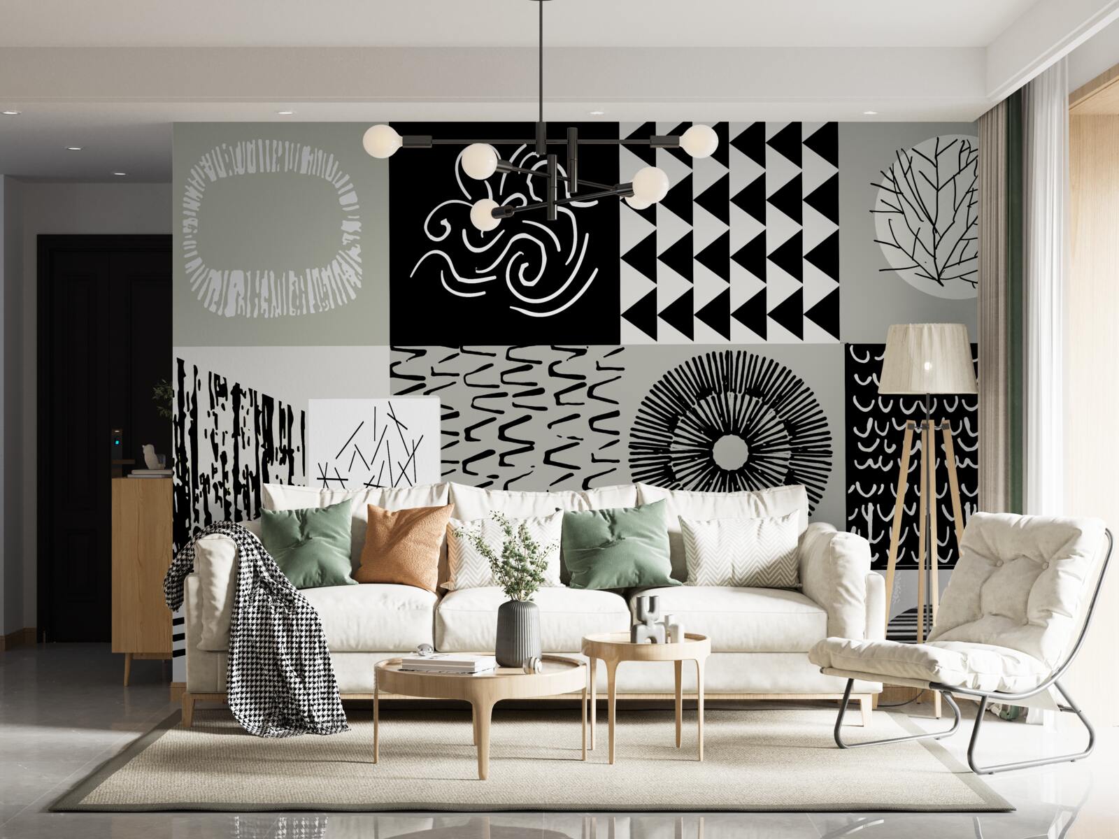 Fototapeta zestaw mozaik w czerni i bieli