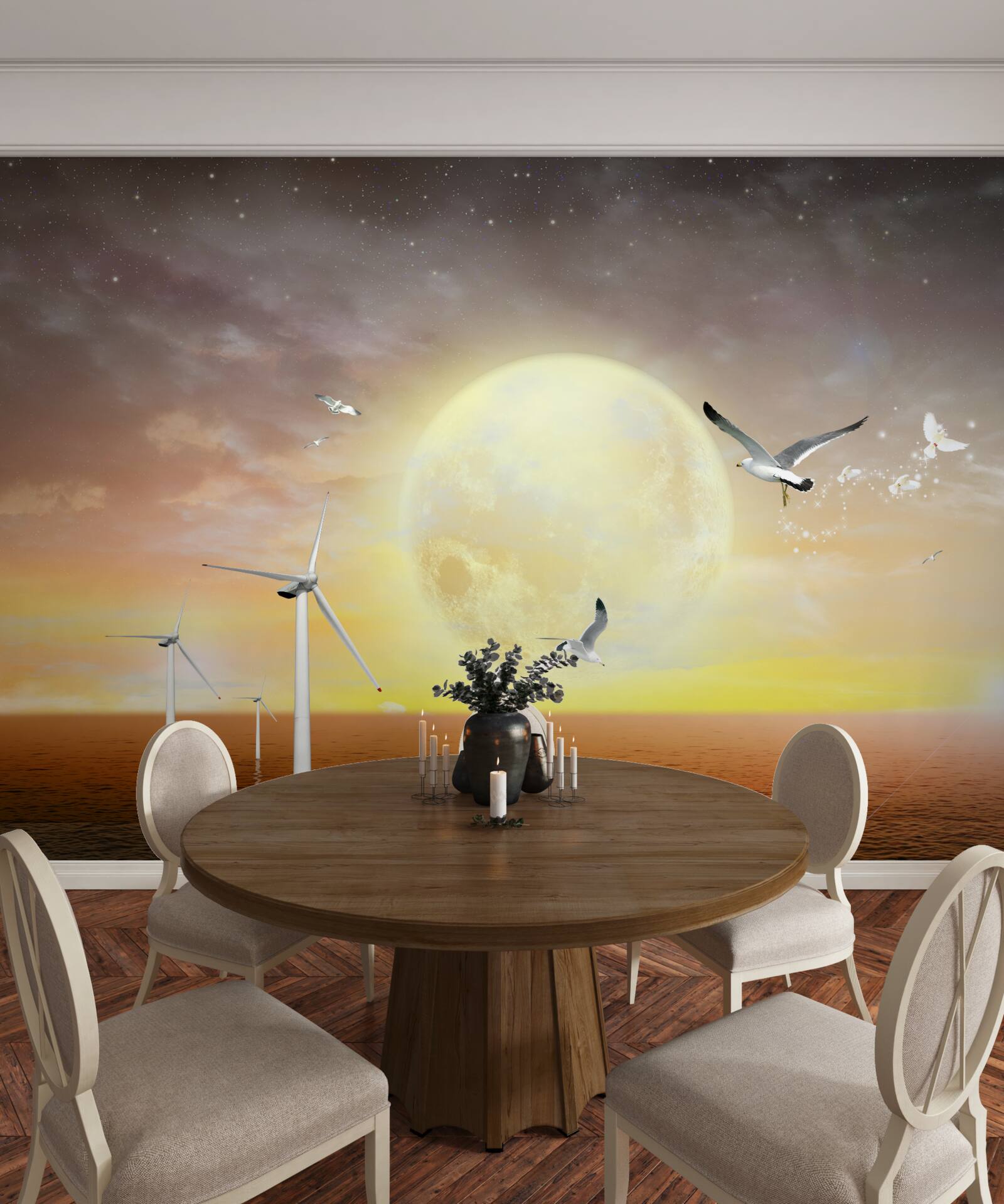 Fototapeta zachodowi słońca nad morzem towarzyszy krzyk mew