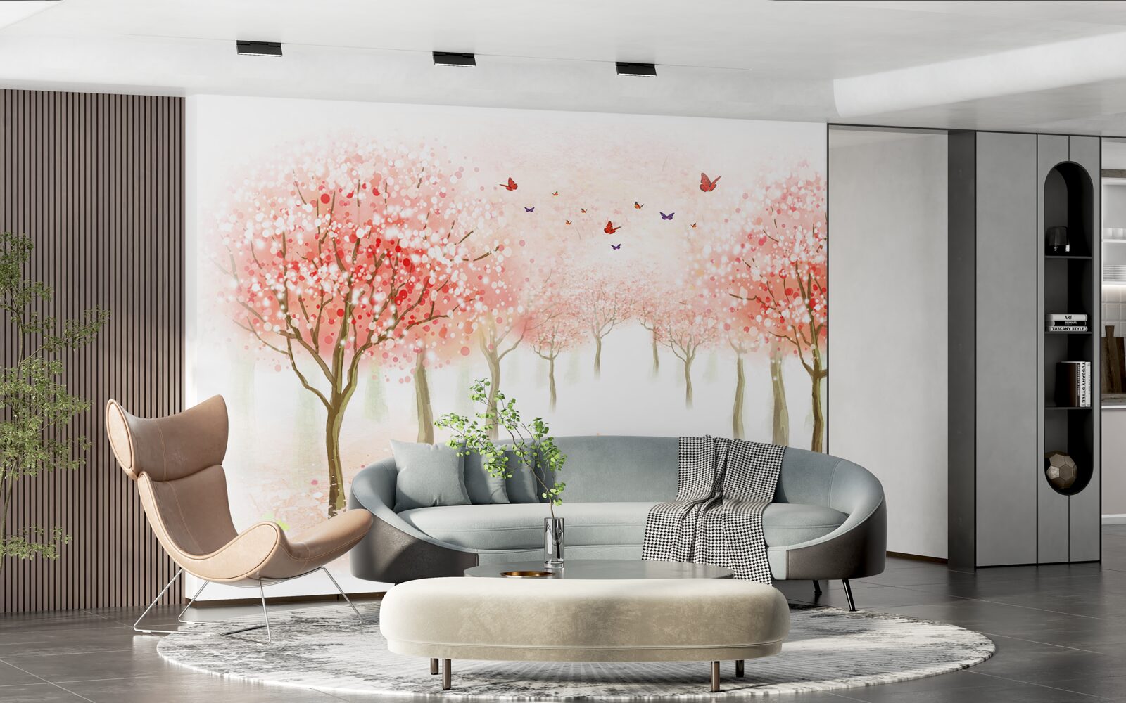 Fototapeta kwitnące drzewa usiane motylami