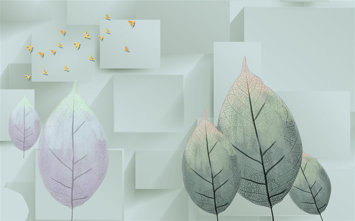 Fototapeta Żółte ptaki i liście