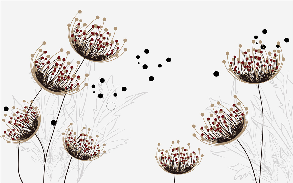 Fototapeta białe tło ozdobione mleczami