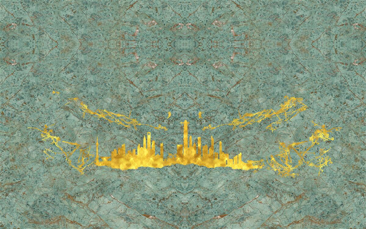 Fototapeta zielony marmur pokryty złotymi nitkami