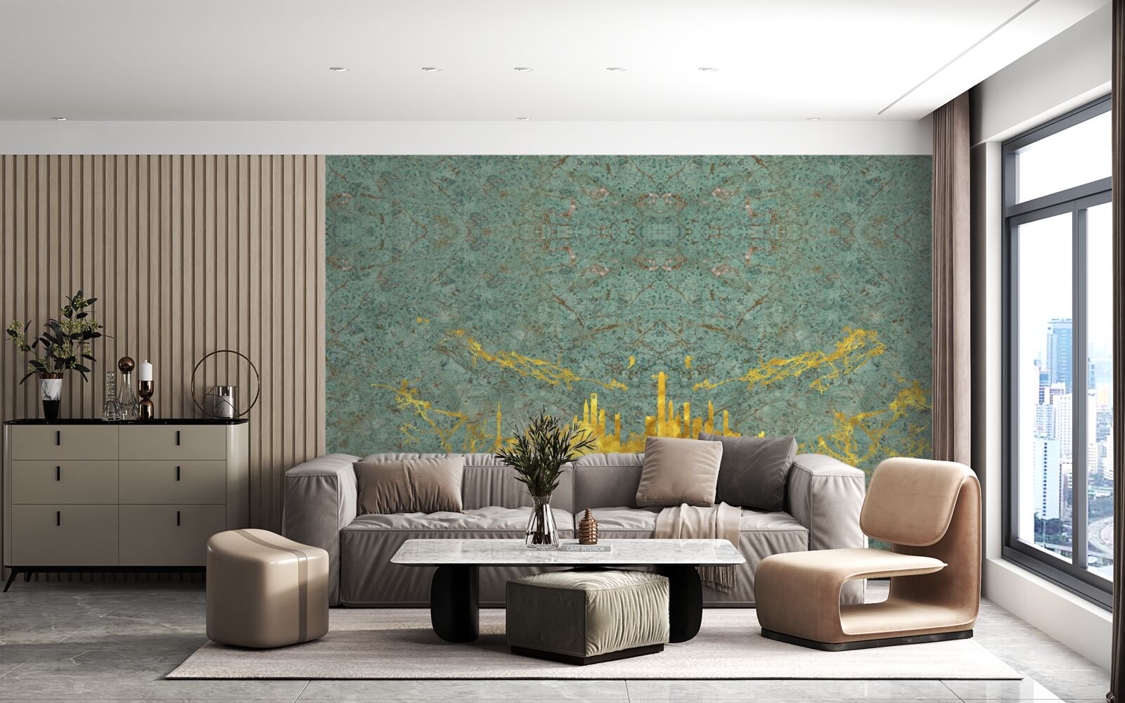 Fototapeta zielony marmur pokryty złotymi nitkami