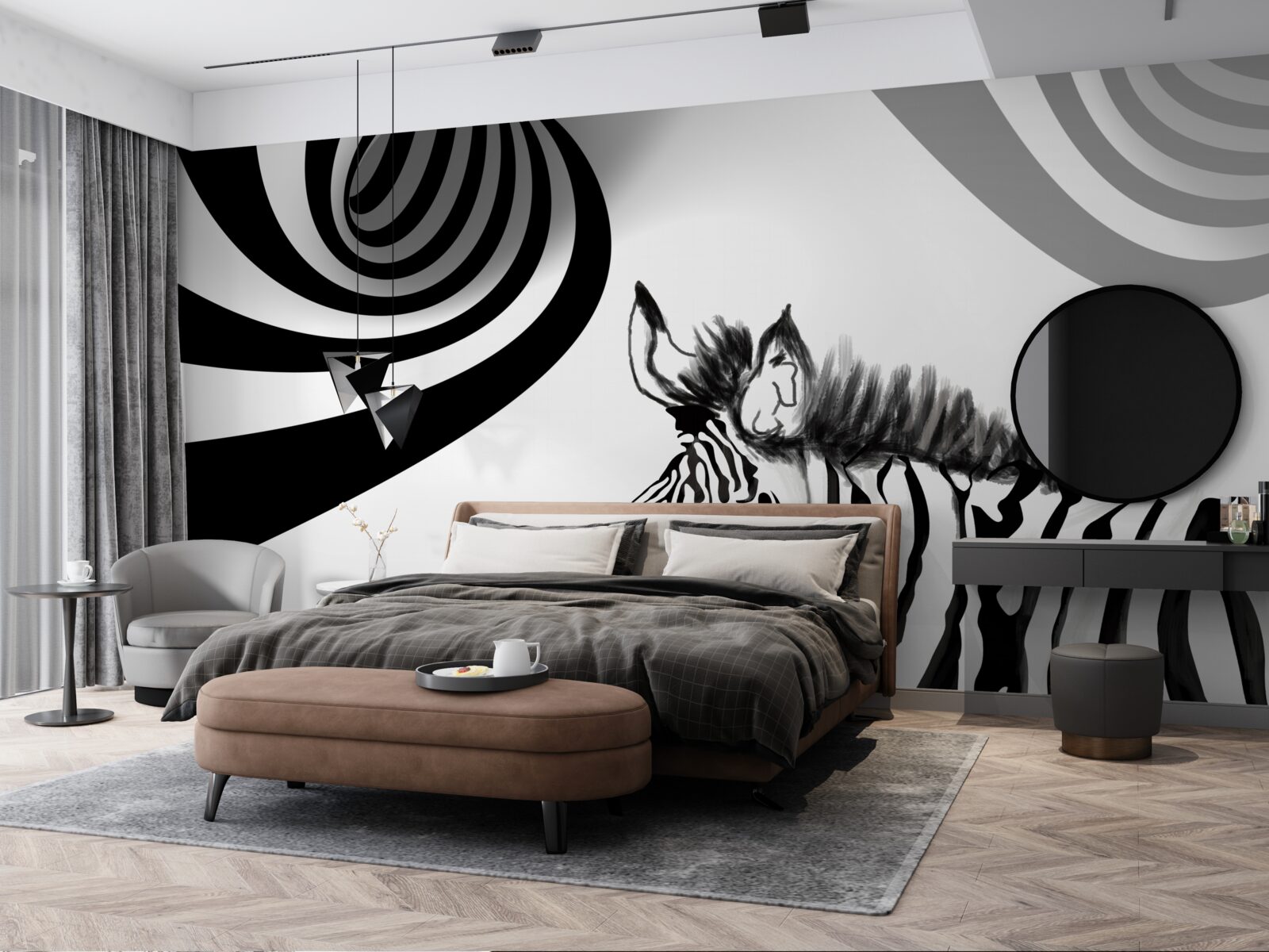 Fototapeta czarno-biała zebra w stanie oczekiwania