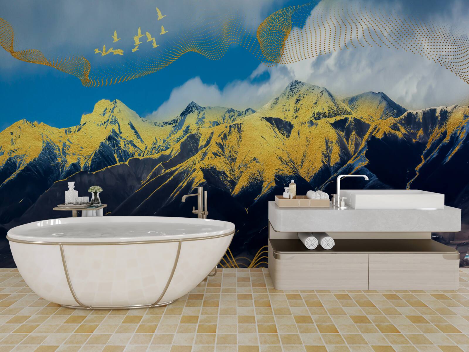 Fototapeta szczytowe złote szczyty pasm górskich