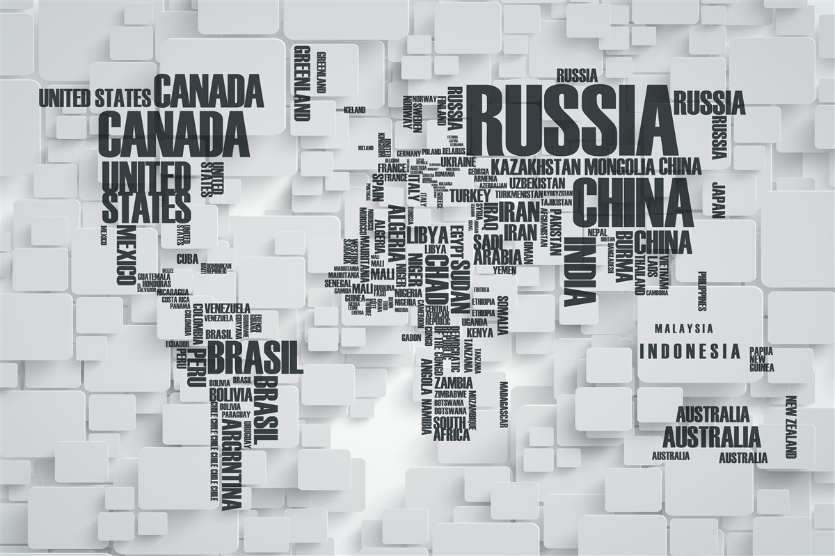 Fototapeta mapa przedstawiająca największe kraje świata