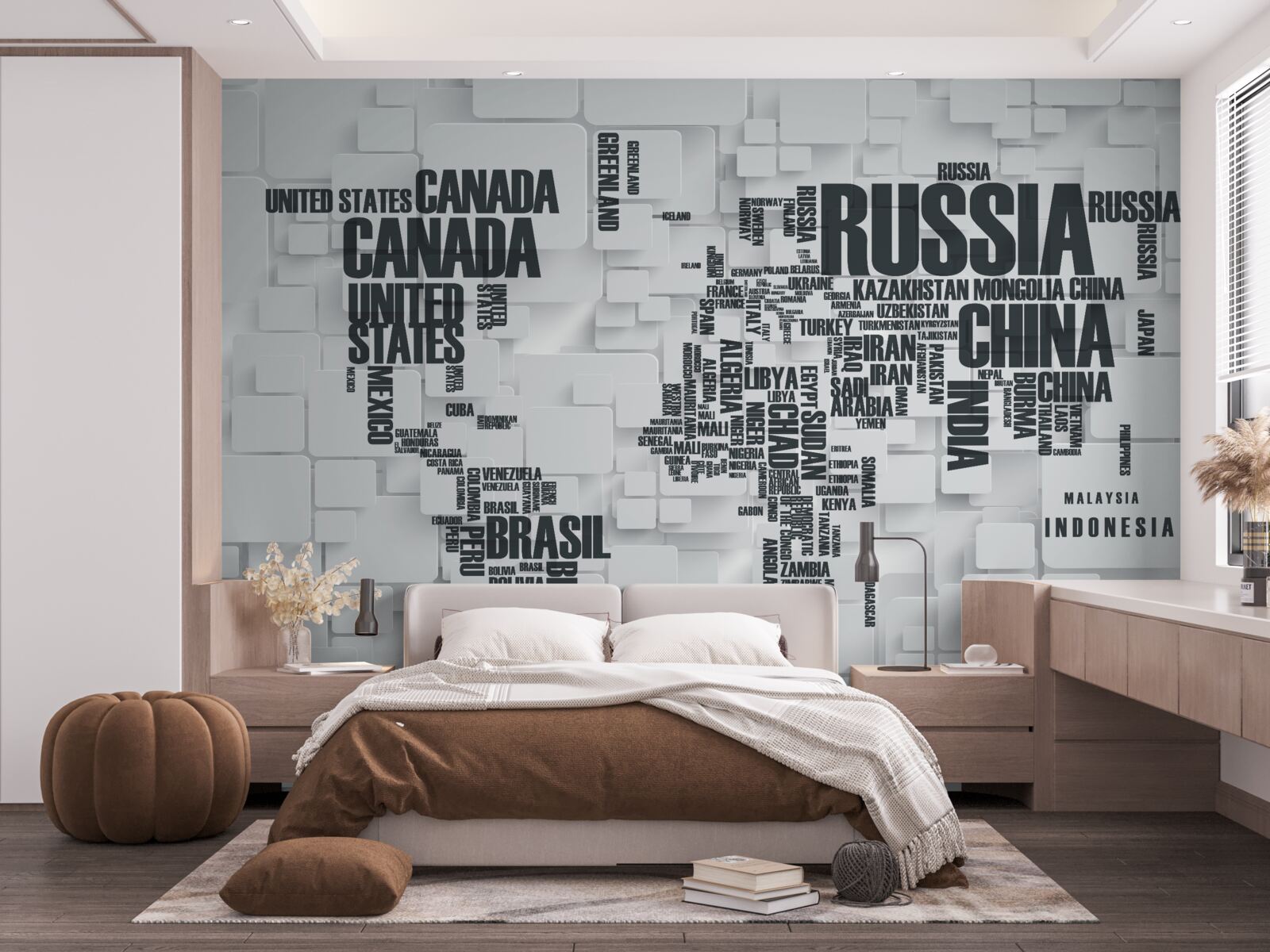 Fototapeta mapa przedstawiająca największe kraje świata