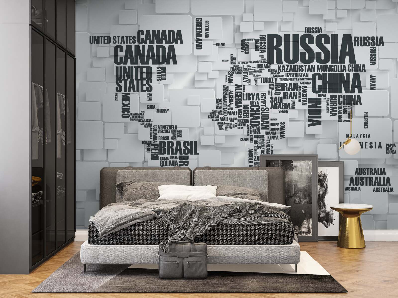 Fototapeta mapa przedstawiająca największe kraje świata