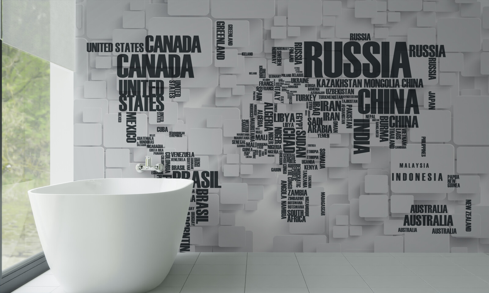 Fototapeta mapa przedstawiająca największe kraje świata