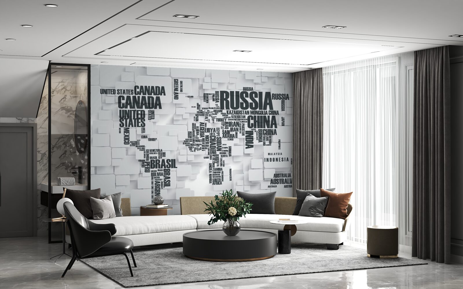 Fototapeta mapa przedstawiająca największe kraje świata