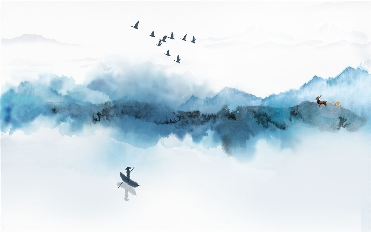 Fototapeta rybak spowity poranną mgłą