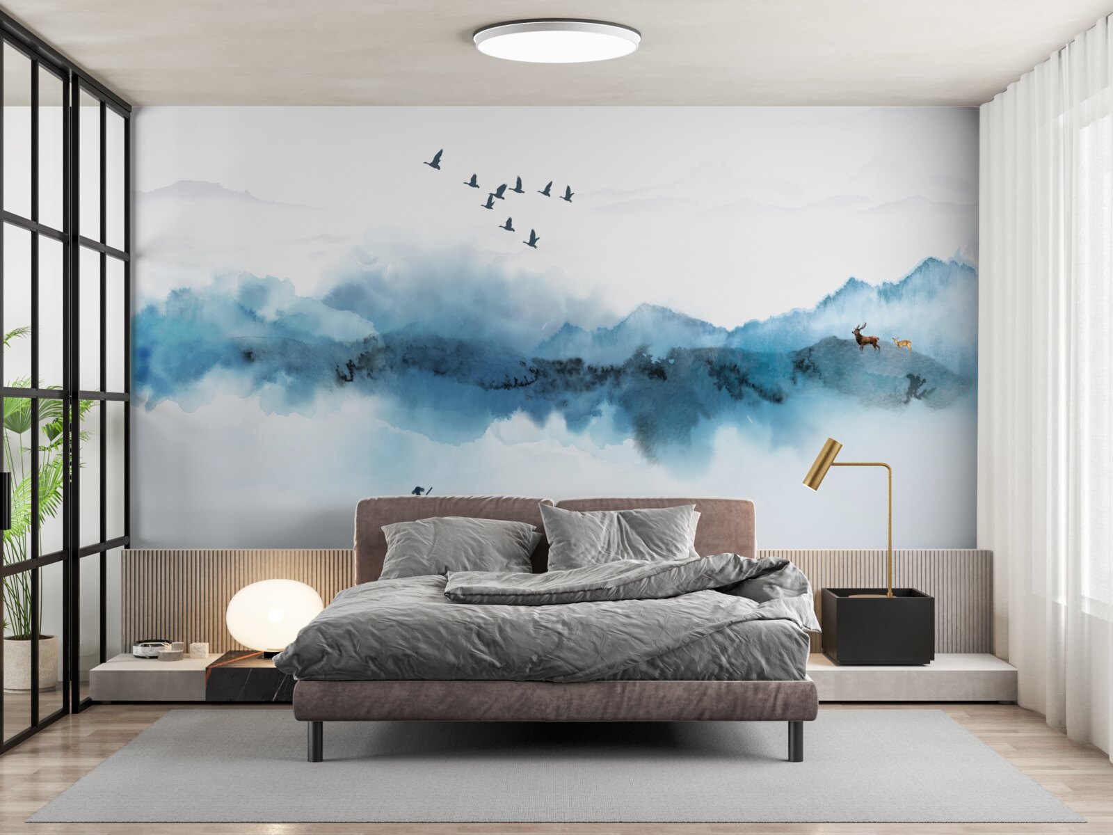 Fototapeta rybak spowity poranną mgłą