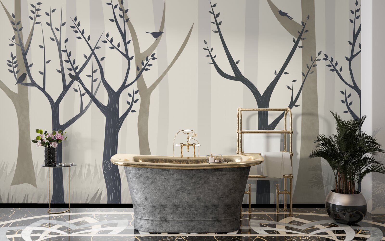 Fototapeta mglisty las w abstrakcji