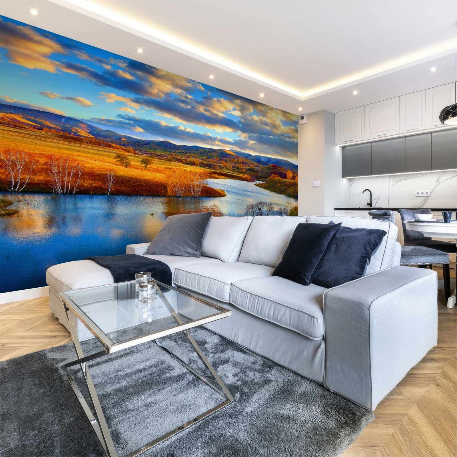 Fototapeta krajobraz z jeziorem jesienią