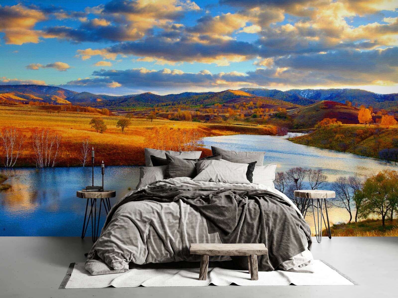 Fototapeta krajobraz z jeziorem jesienią