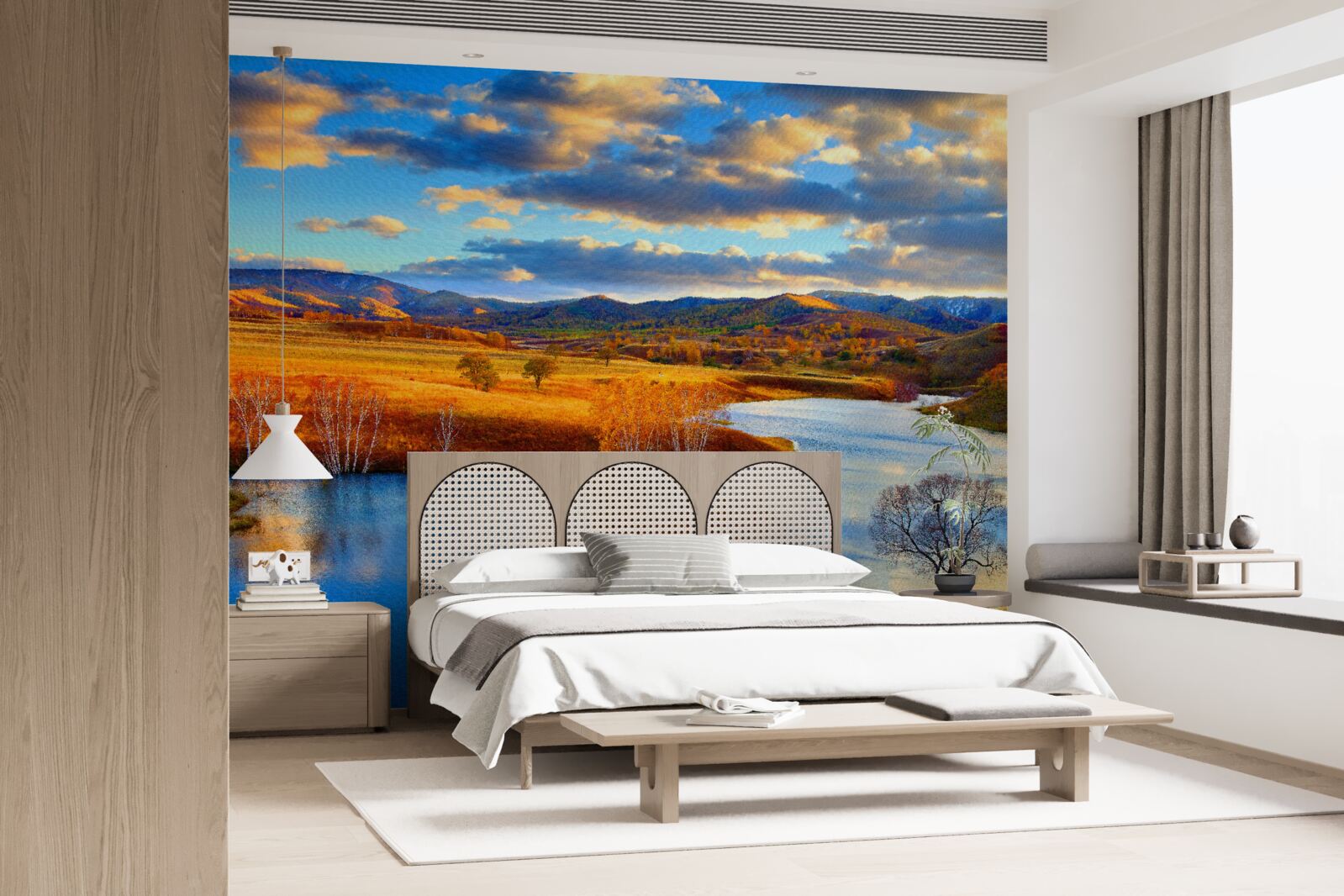 Fototapeta krajobraz z jeziorem jesienią