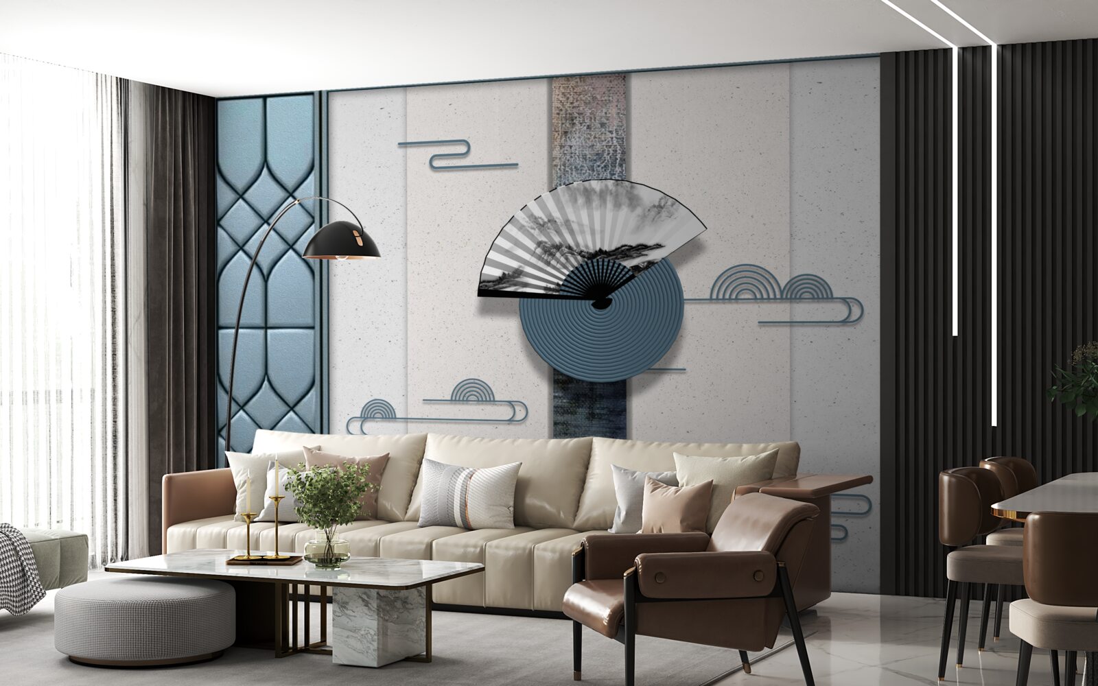 Fototapeta wentylator w czerni i bieli na tle pochmurnego nieba