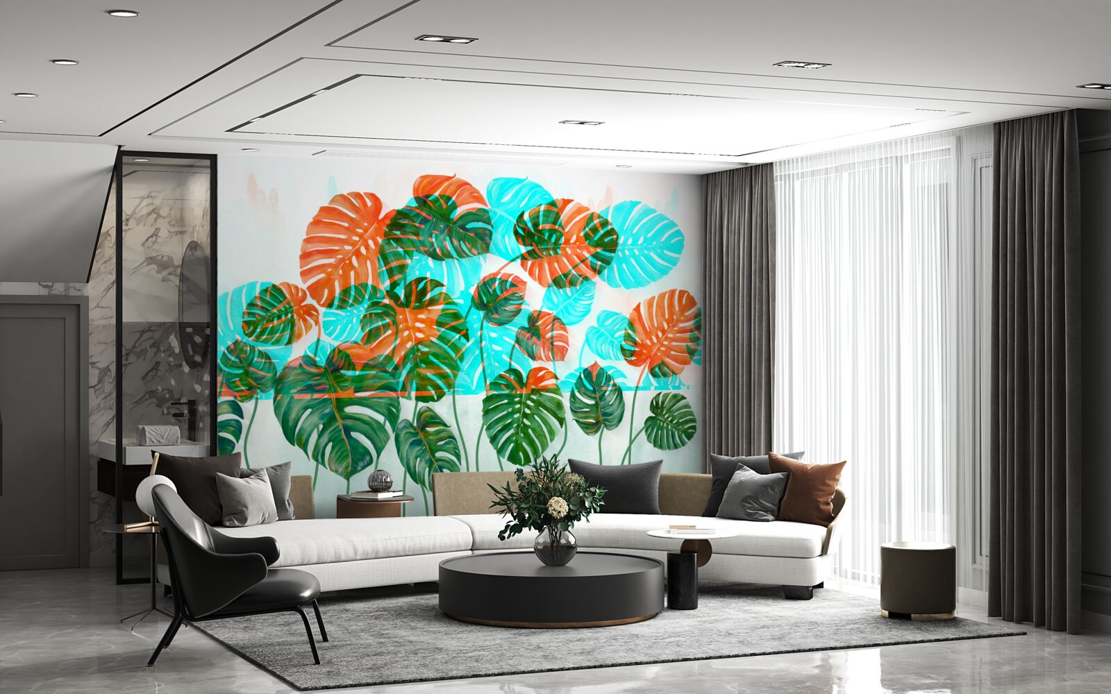 Fototapeta monstera z zielonymi liśćmi