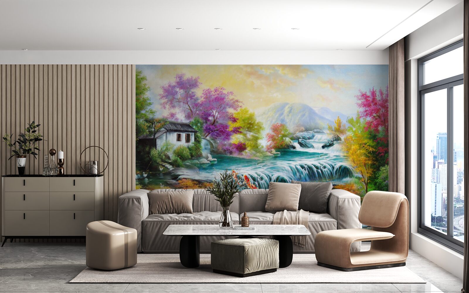 Fototapeta w domu jesienią grzmi wodospad