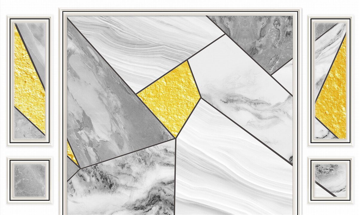 Fototapeta szara mozaika ze złotymi elementami