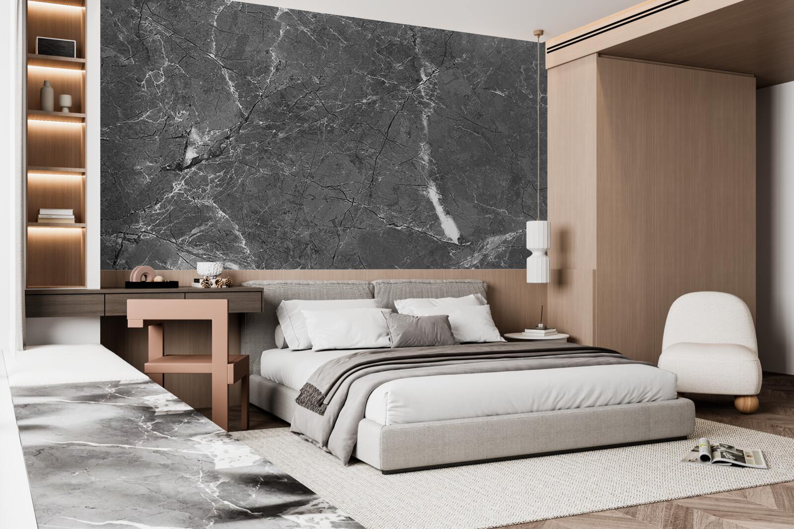 Fototapeta białe krzywe na szarym marmurze