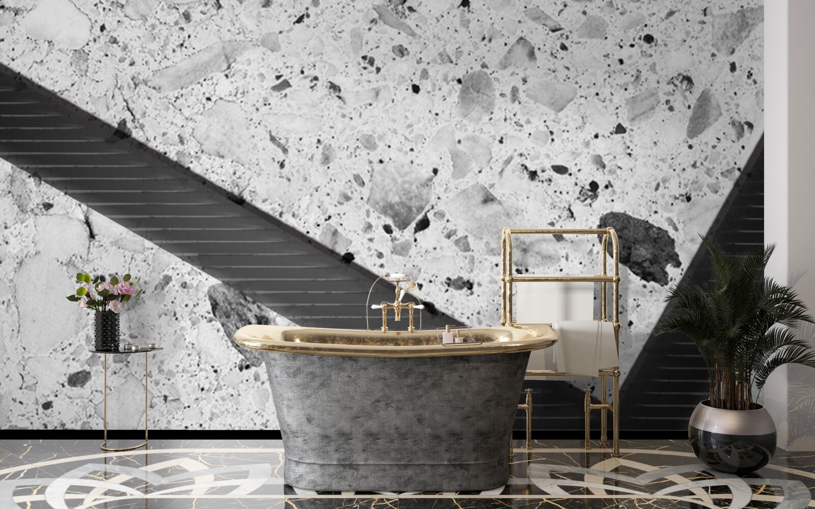 Fototapeta marmurowa tekstura z czarnymi plamami