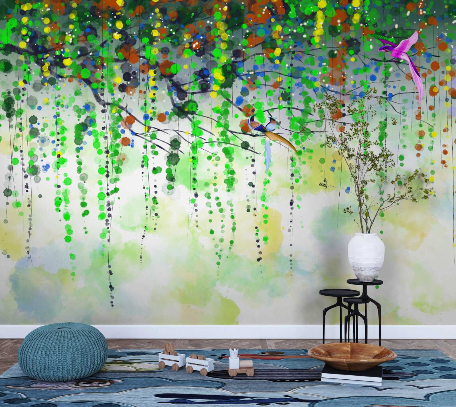 Fototapeta bogate kwiaty zwisają