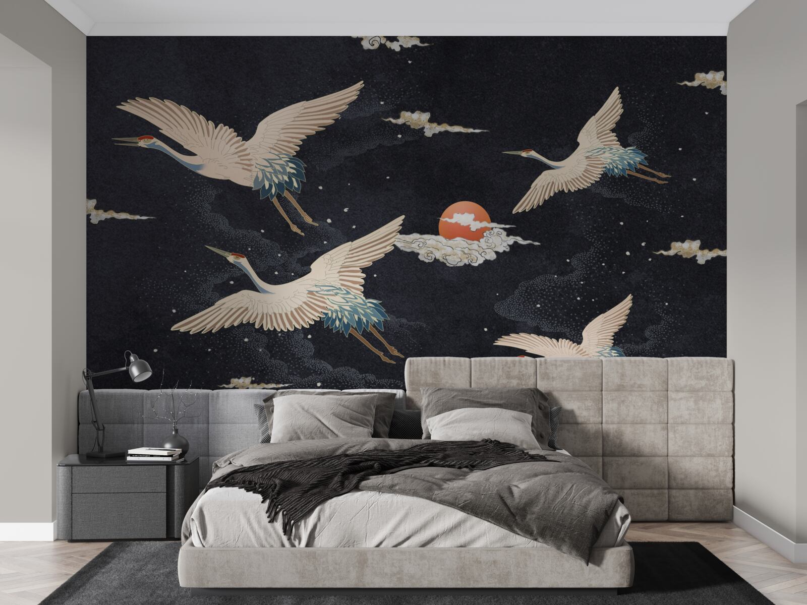 Fototapeta Żurawie odlatują w poszukiwaniu ciepła