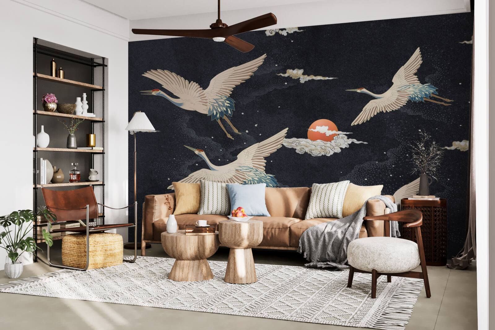 Fototapeta Żurawie odlatują w poszukiwaniu ciepła