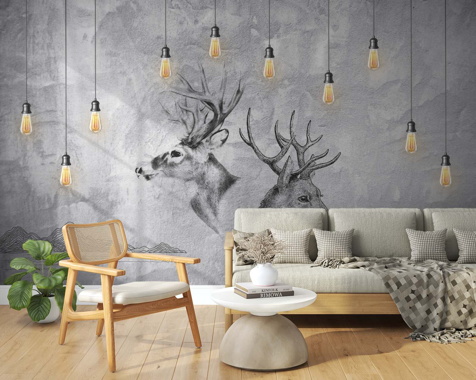 Fototapeta rodzina jeleni na tle natury staje się malowniczym portretem