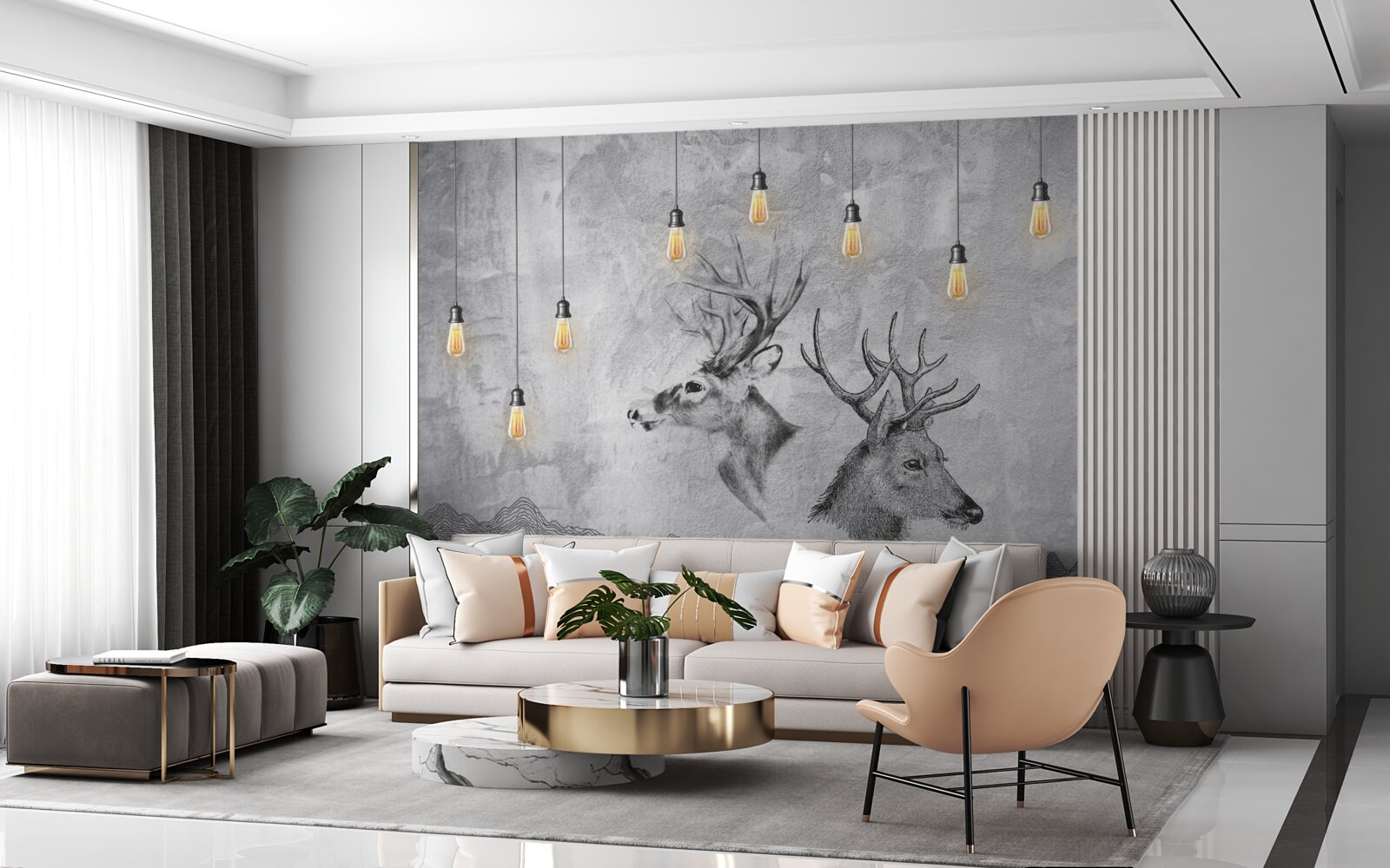 Fototapeta rodzina jeleni na tle natury staje się malowniczym portretem