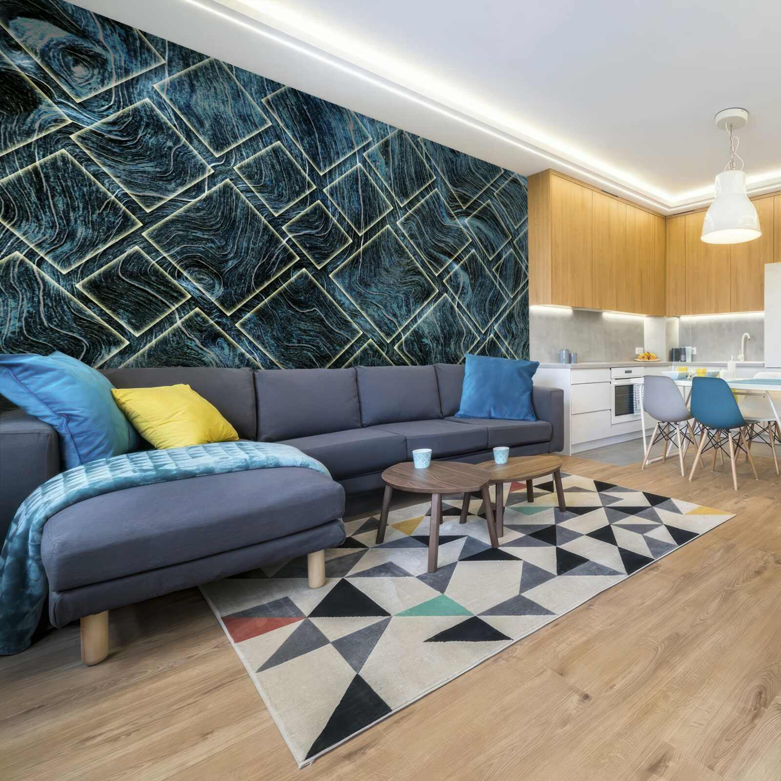 Fototapeta białe kształty w czarnym dymie