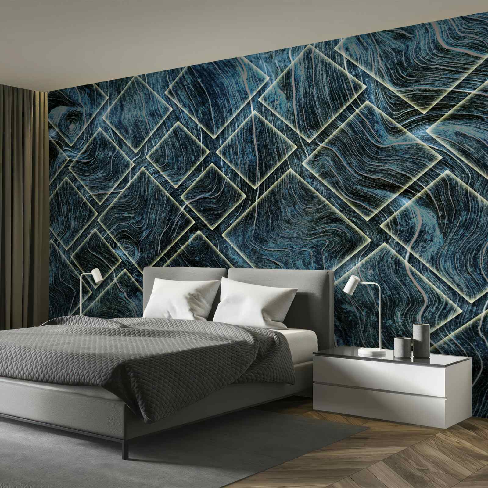 Fototapeta białe kształty w czarnym dymie