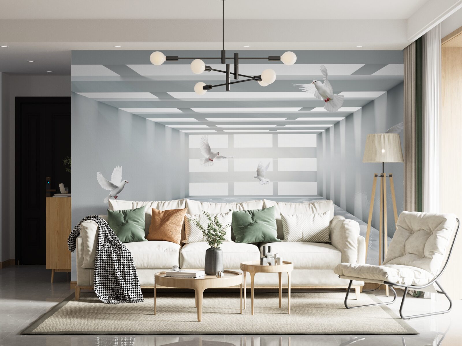 Fototapeta jasne przejście, w którym w powietrzu unoszą się motyle