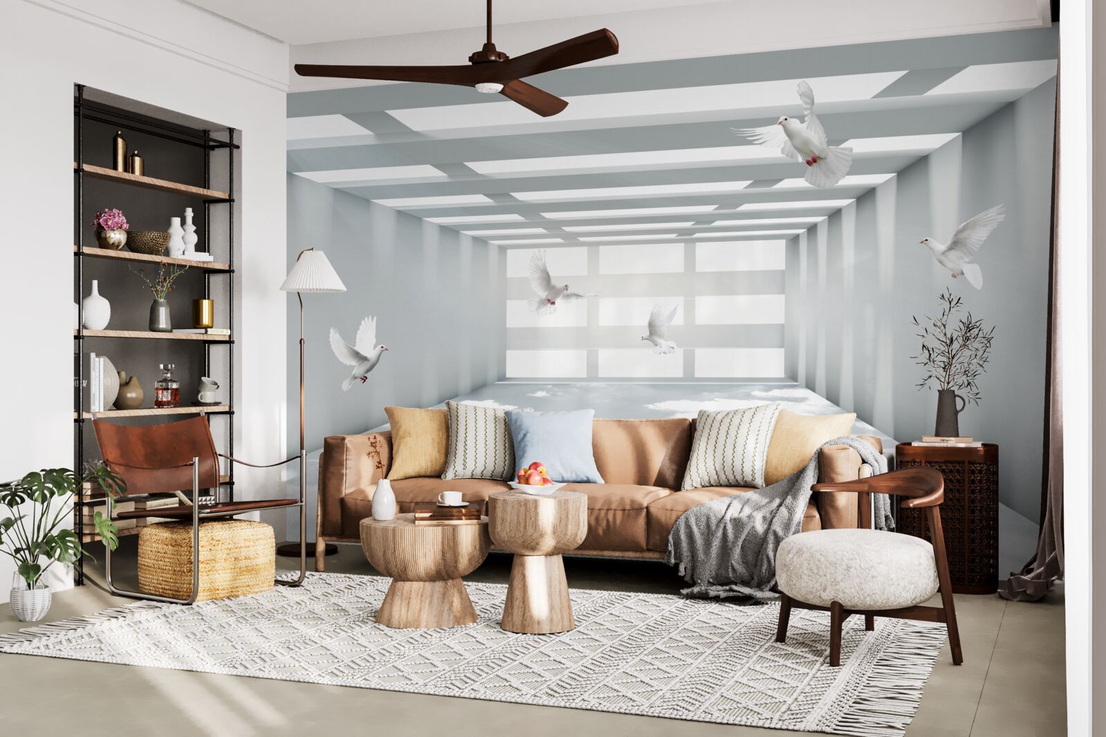 Fototapeta jasne przejście, w którym w powietrzu unoszą się motyle