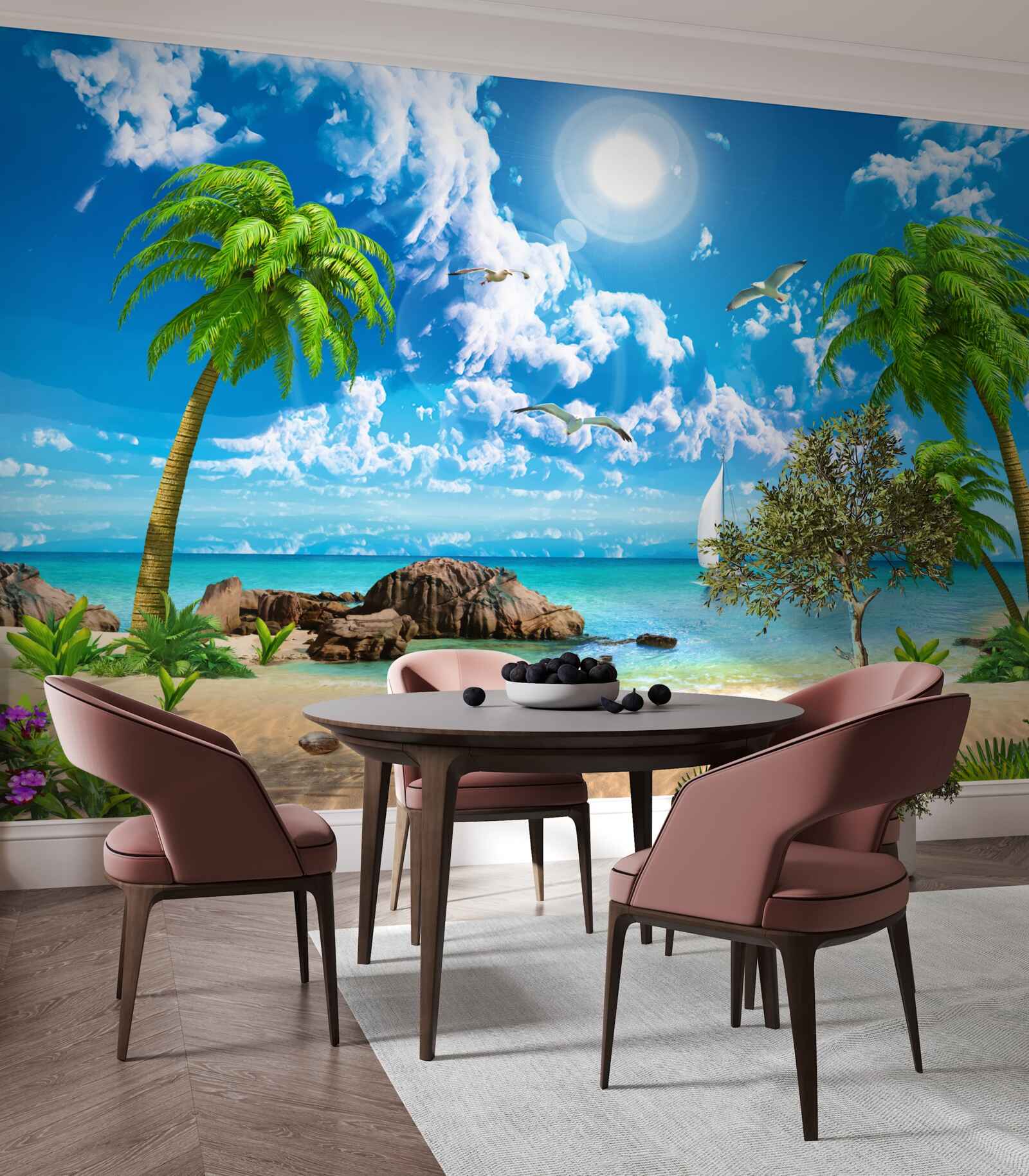 Fototapeta tropikalne molo z łodzią