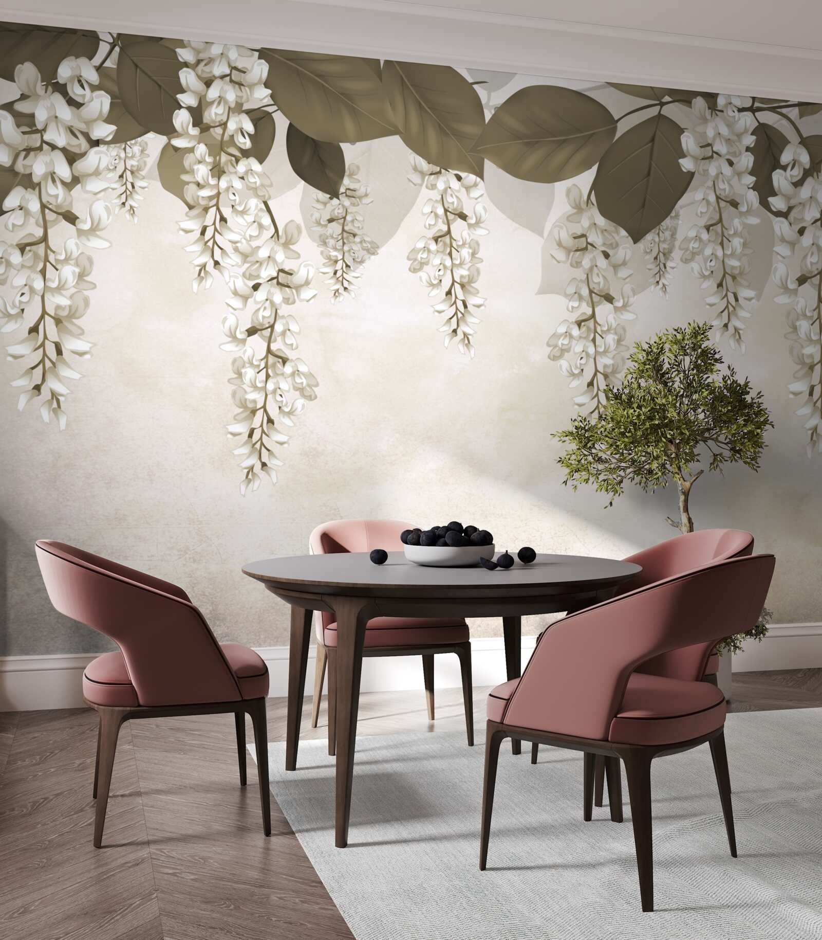 Fototapeta akacja z białymi kwiatami