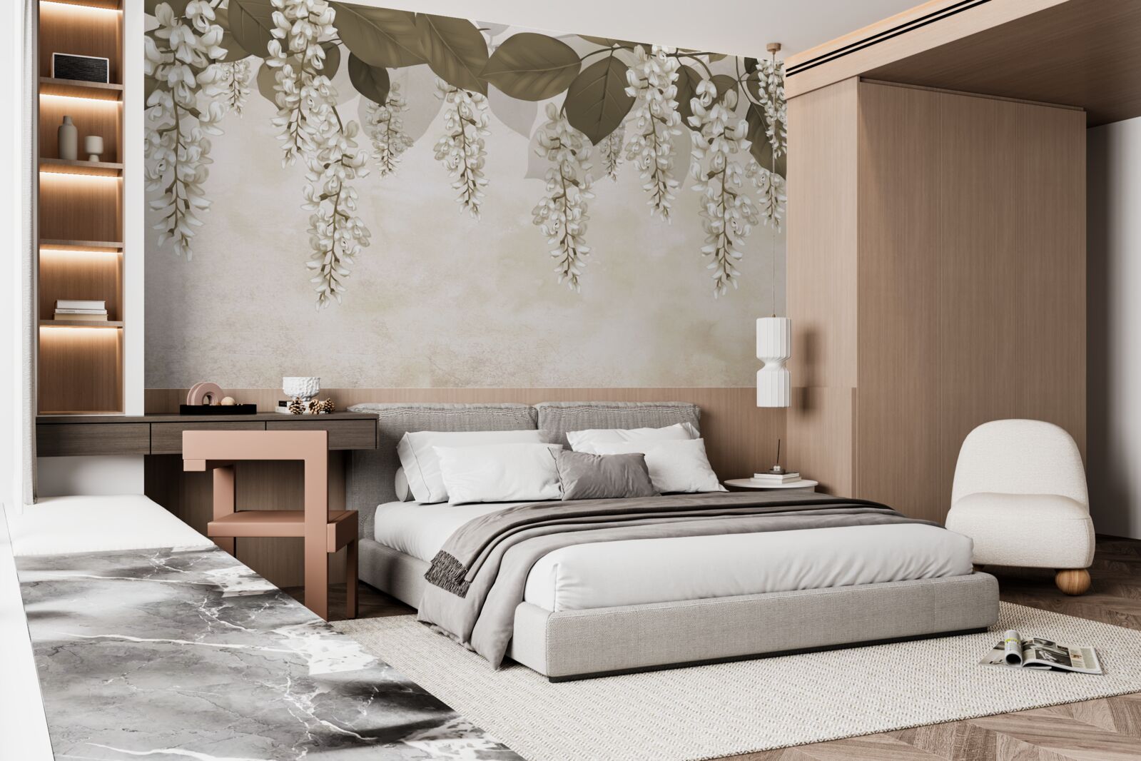 Fototapeta akacja z białymi kwiatami