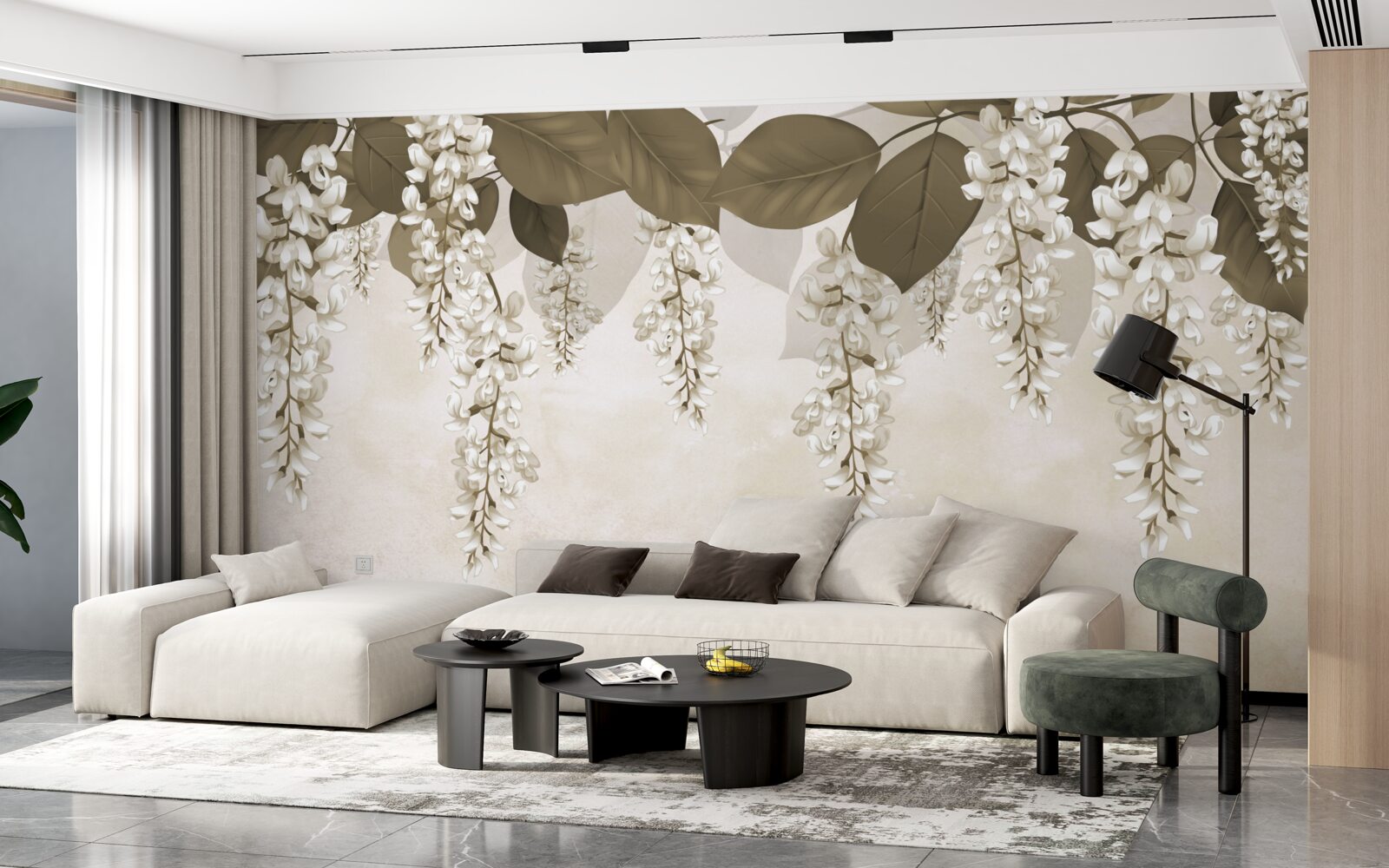 Fototapeta akacja z białymi kwiatami