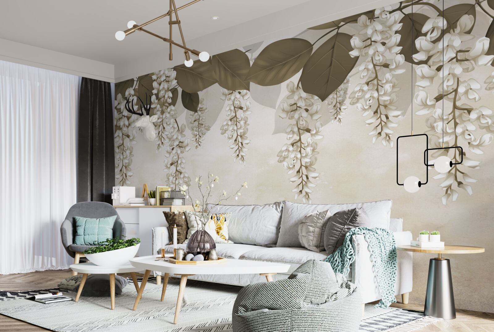 Fototapeta akacja z białymi kwiatami