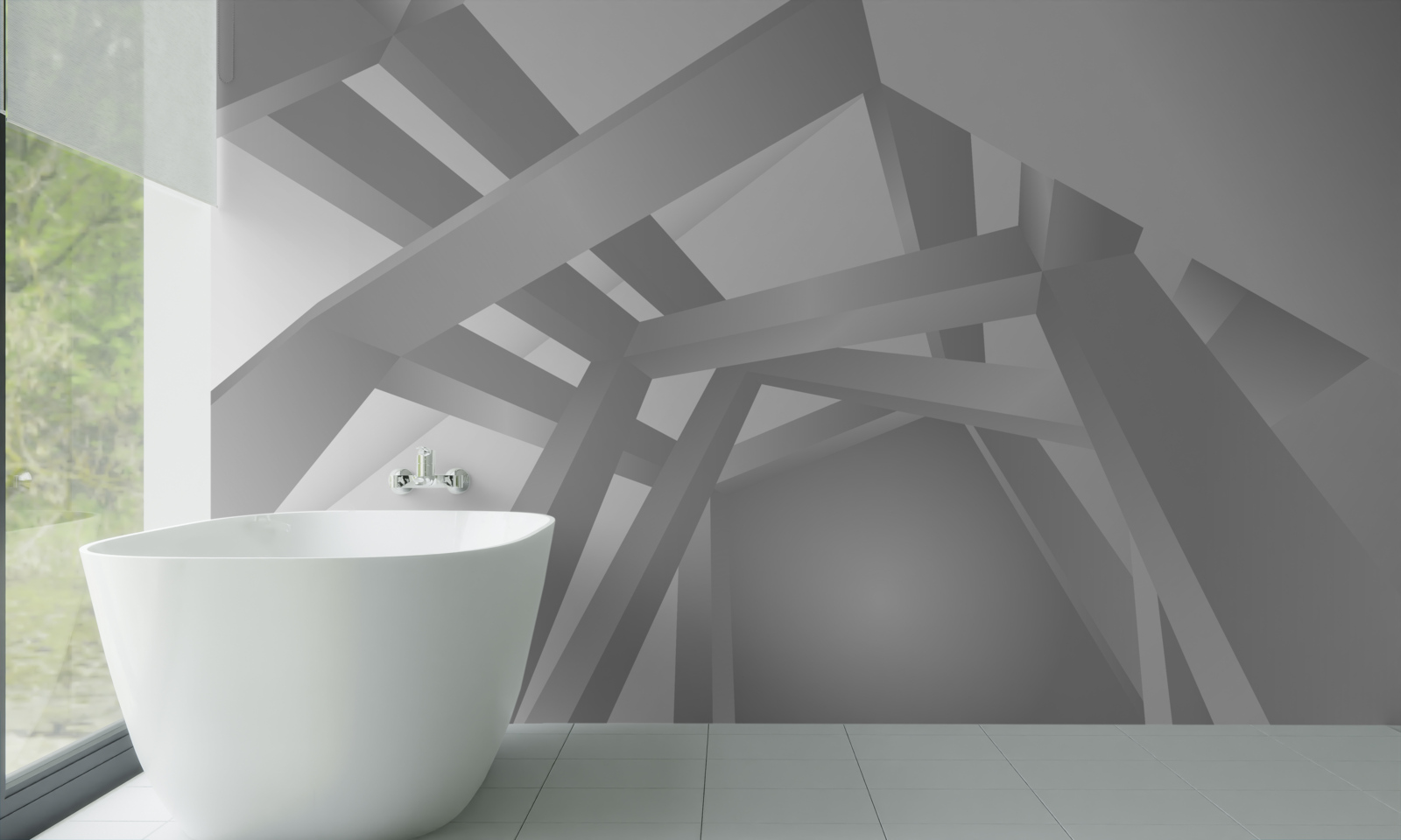 Fototapeta korytarz z jasnym geometrycznym wzorem