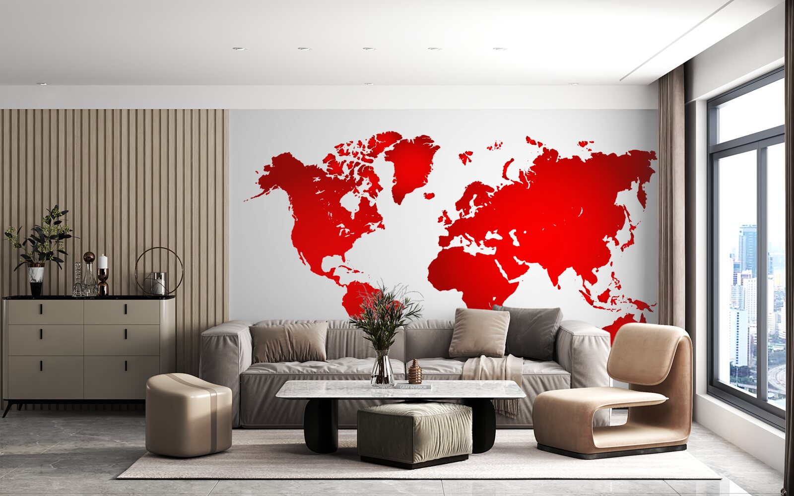 Fototapeta mapa świata w czerwonych kolorach