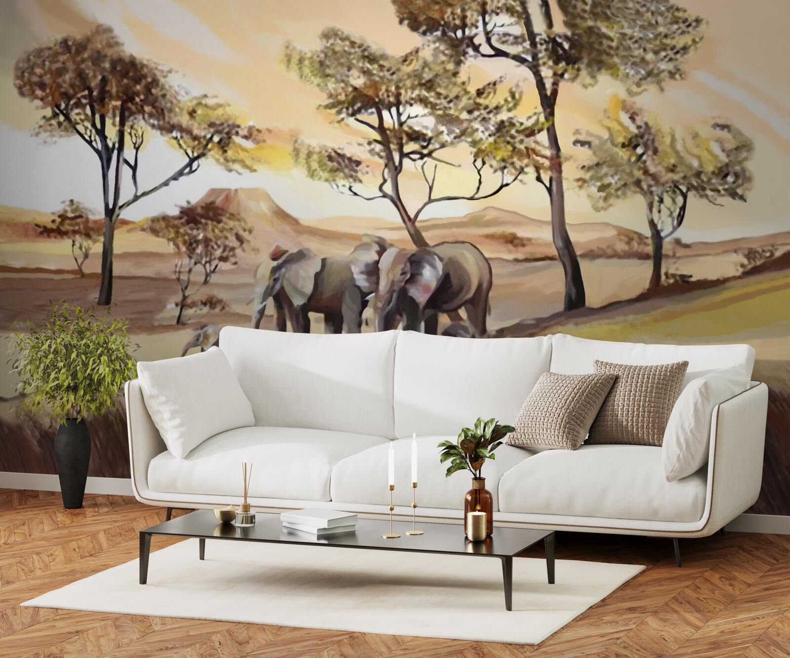 Fototapeta wycieczka rodzinna słoni