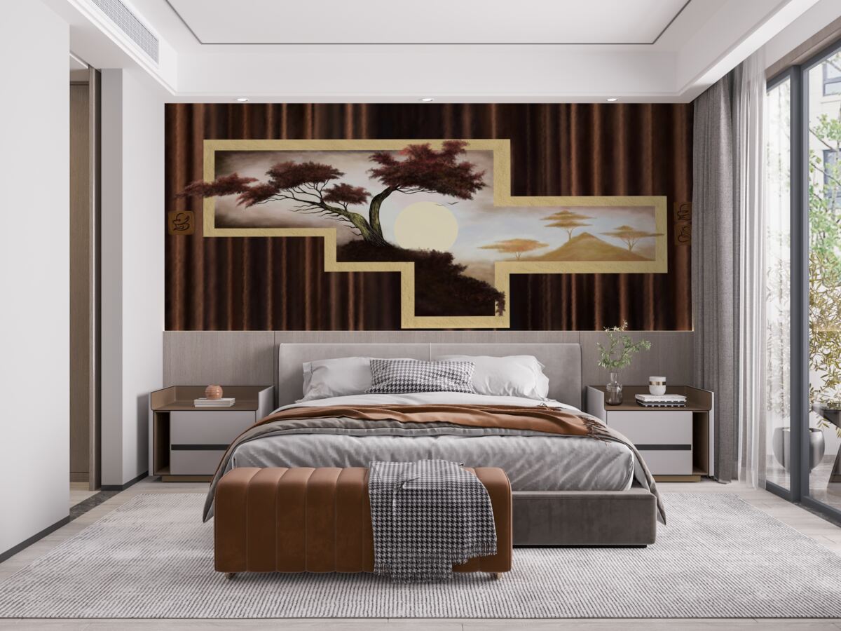 Fototapeta wschód słońca nad starym bonsai