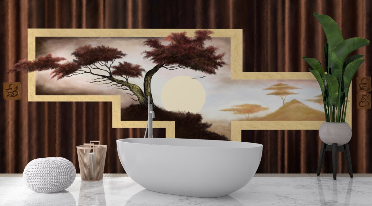 Fototapeta wschód słońca nad starym bonsai